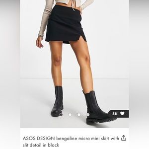 ASOS DESIGN bengaline micro mini skirt with slit detail in black